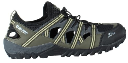 HI-TEC - Sandalias Deportivas Hombre Verano PAMPA | Sandalias Trekking Hombre, Senderismo, Punta Cerrada | Ligeras, Cómodas, Ideales para Exterior, Montaña, Playa | Olive/Black/Olive Grey, 46