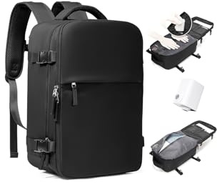 BJLFS Zaino da Viaggio con Sottovuoto Ryanair 40x30x20 Wizzair Bagaglio a mano 40x20x25 Ryanair con Pompa Borse da Cabina per Easyjet 45x36x20 con compressione sottovuoto,Zaino Casual per Laptop