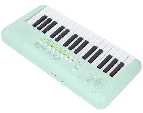 Focket 32 Key Piano -Tangentbord, 16 Toner 10 Rytmer med Eko -ljudeffekter, för Nybörjare och Inspelning Av Uppspelning, Bärbart Elektroniskt Tangentbord för Barn (Mörkgrön)