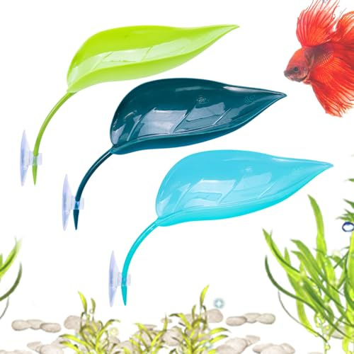 Plant de grenouilles sous-tassement - feuille de repos reptile à 3 pièces | Décorations de perche terrarium d'aquarium | Caméléon de tortue réaliste se préservant des fournitures pour l'aménagement pa