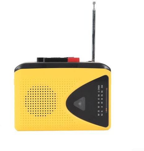 Magnétophone stéréo compact avec radio FM AM et haut-parleur externe pour la lecture et l'enregistrement de cassettes, alimenté par USB ou piles pour une utilisation flexible