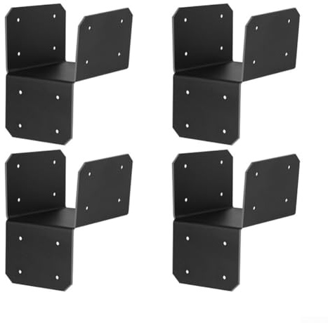 TONIXY 4 Pcs Steel Joist Anchor Connector, Black Mounting Hanger Brackets for Beams and Rafters, Rust Resistant for Roofs and Decks(1.5 * 2in)
