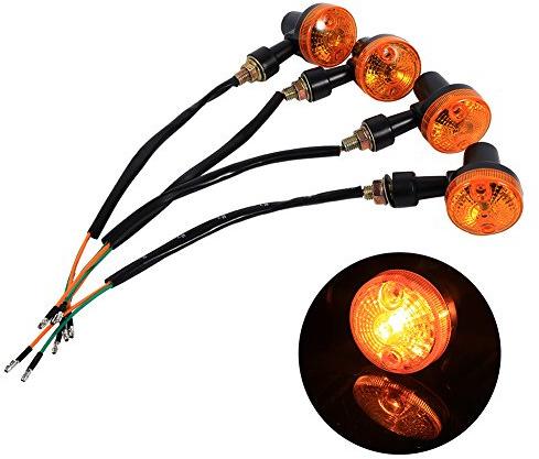 Keenso 12V Indicatori di direzione rotondi Indicatori di direzione per motocicli/moto Lampeggiatore Lampadina ambra, Indicatori di direzione universali Lampeggiante