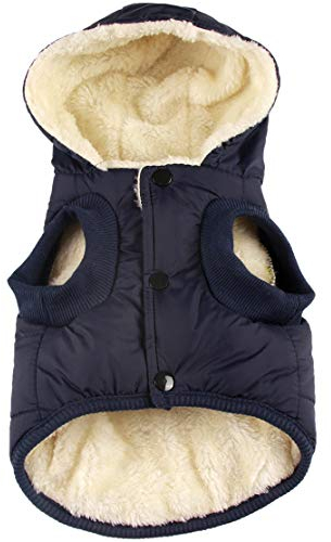 JoyDaog Warmes Fleece Hund Hoodie im Winter, kleine Hundejacke Welpe Mäntel mit Kapuze (Blau S)