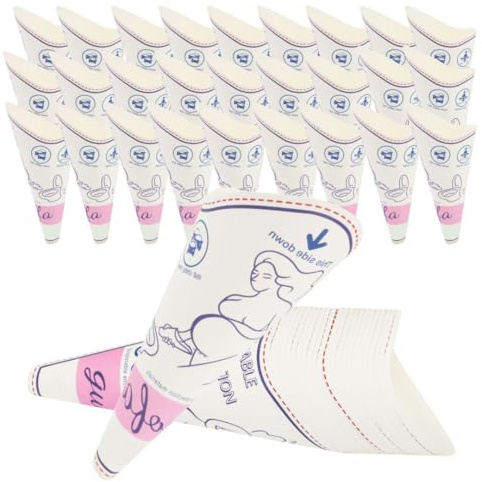 Female Urinal, 28Pcs Disposable Urinal for Women Portable Urinal Standing up for Women Waterproof Paper Standing Pee Funnel for Pregnant, Wounded, Travel, Camping, Outdoor Activitie