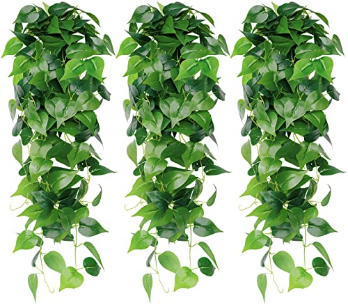 Betylifoy 3 Stück Künstliche Hängepflanzen 100cm Lange Künstliche Hängepflanze Hochzeitsdeko Faux Efeu Reben für Wand Haus Zimmer Indoor Outdoor Dekoration (Lvluo)