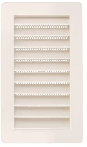 Amig - Rektangulärt plastgaller med myggnät - Ventilationsgaller för luftutlopp - Perfekt för köks- och badrumstak - Mått: 200 x 140 mm - Färg: Vit