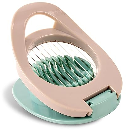 AWAVM Egg Slicer with Stainless Steel Wire Egg Slicer, Multifunctional Egg Cutter for Evenly Slicing Boiled Eggs Ham Banana and Strawberry (Green Grey)
