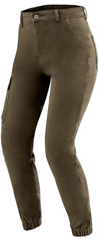 OZONE MOTO Jane Lady Pantaloni Jeans da Moto Donna | Fodera in Fibra Aramidica | Protezioni per Le Ginocchia Livello 2 | Tasche per Protezioni Fianchi e Coccige | Tasca Cargo | Jogger Fit