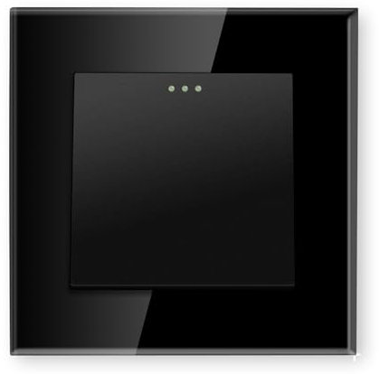 PANGTZEEN Lichtschalter Unterputz 1 Fach 1 Weg Gehärtetem Glas Rahmen 10A 86mm Ein Aus Taste Wand Schalter Schwarz Kein-Neutralleiter für Wohnzimmer Schlafzimmer Küche Büro
