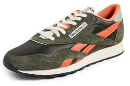 Reebok Men's Classic Nylon Sneaker, Hunter Green/Pump Orange/Vintage Chalk, 10.5 UK