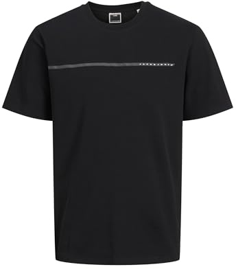 JACK & JONES Maglietta Stampata a Maniche Corte, Nero, M