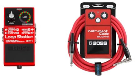 BOSS RC-1 Loop Station Pedal Bundle mit BOSS BIC-10A-RD Instrumentenkabel