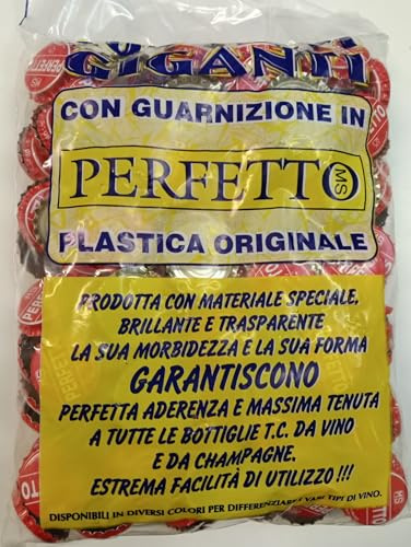 Tappi a Corona 29 mm per Vino - con Sottotappo Bidule | Chiusura Ermetica - Sicura | per Bottiglie di Vino - Birra - Succhi | Tappi Bottiglie Vino Resistenti | 200 Pezzi - Colorazione Rosso