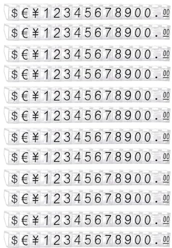 KEMUZ 12 Pièces etiquette prix Étiquette de Prix Numéro Lettre Prix Cube Affichage, Numéro Réglable Lettre Prix Étiquette Support Bloc Kit pour Comptoir de Magasin Bijoux Montre
