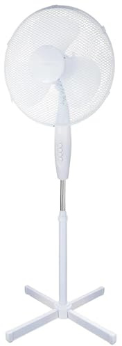 AMD Nexus 16 Inch Pedestal Fan, White, 3 Speed Settings, Adjustable Height, Electric Floor Standing Fan for Home, Office, Bedroom