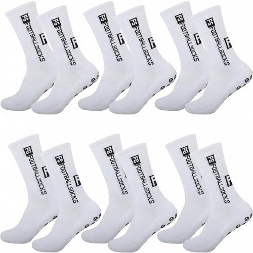 AUEJACKY 6 pares de calcetines deportivos antideslizantes para hombre, calcetines de fútbol con agarre antideslizante, calcetines deportivos para hombre