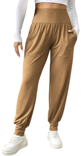 Pantalon Sport Femme Taille Haute Cheville Resserree, Cargo Multi Poches, Yoga Pilates Fitness, Confortable Détente Maison, Polyvalent Quotidien