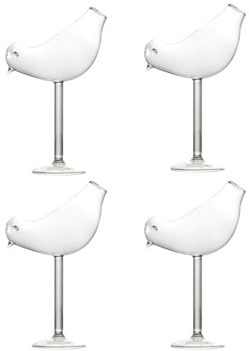 Cocktailglas set, rolig fågeldekor, klara barglas 4 delar 355 ml för whisky bourbon champagne juice alkohol sprit fest bröllop, kompakt dryckestillbehör, enkel servering, för daglig användning