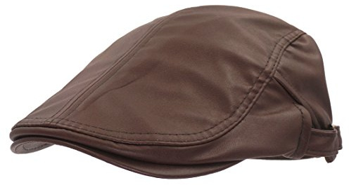 Roffatide Unisexe Cuir Synthétique Béret Casquettes Souples Plate Newsboy Ivy Duckbill Chapeau Réglable Marron