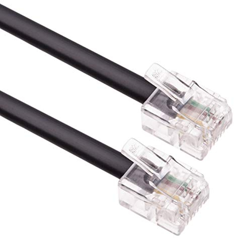 RJ11 Cable ADSL 20m de Extensión Telefónico Conector Telecom de Banda Ancha de Internet de Alta Velocidad de Macho a Macho Enrutador y Módem a RJ11 Enchufe de Teléfono, Microfiltro (Negro)