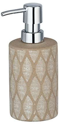 WENKO Seifenspender Tupian Beige Keramik - Flüssigseifen-Spender, Spülmittel-Spender Fassungsvermögen: 0.3 l, Keramik, 8.5 x 17 x 7 cm, Beige