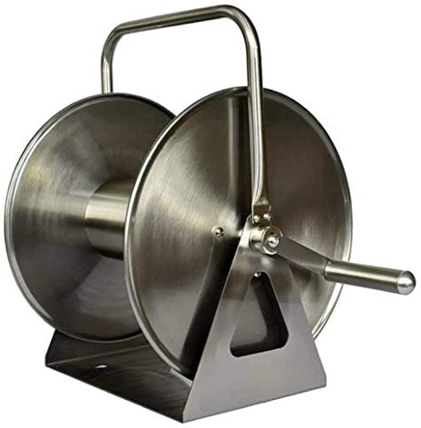 CLQ Metallschlauchtrommel, professioneller tragbarer freistehender freistehender Schlauchwagen aus Edelstahl mit faltbarem Griff, hohe Kapazität, platzsparend Geeignet für den Garten