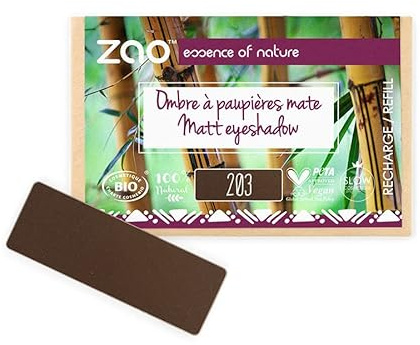ZAO essence of nature - Recharge Ombre à paupières rectangle Mate 203 Brun foncé - 1,3 gr