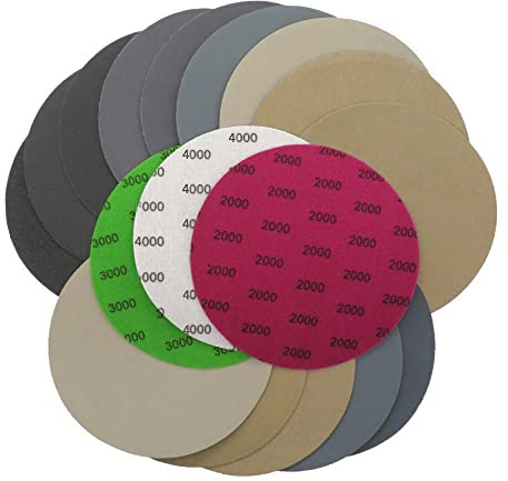 CAIMEI SANDER 25pcs 6 Inch 150mm Round Wet Dry Rubber Sanding Discs Grit 800/1500/2000/3000/4000, Compatible with Die Grinder, Air Electric Drill