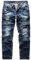 REPUBLIX Herren Jeans Regular Straight Fit Denim Hose Destroyed Dunkelblau (Patches) W30/L30