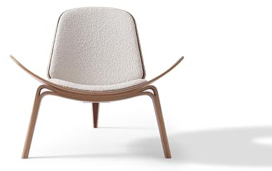 Typicalinno Tripod Plywood Shell Chair (Blanc Boucle)