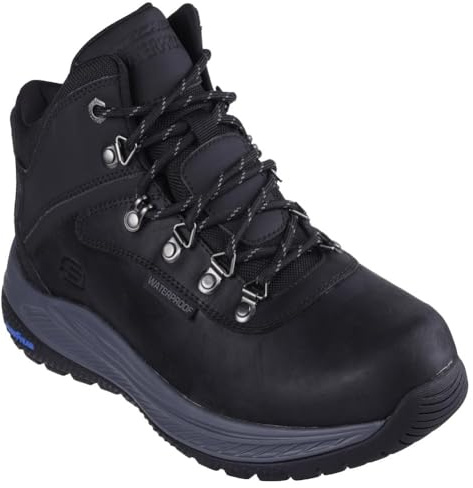 Skechers Hombre Meroe Pikeman Slip-In ENTRENADOR, Black Leather / Synthetic, 43 EU