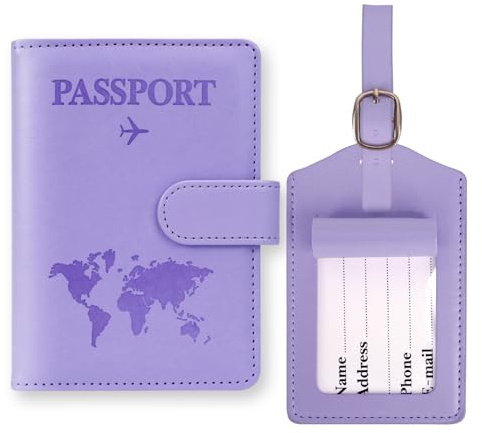 GADITIEK Funda Pasaporte con Identificador De Maletas, PU Cueros Porta Documentos Cover Viaje con Bloqueo RFID, Passport Cover Español para Crédito, Tarjetas De Identificación, Boletos De Aerolínea