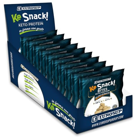Eurosup – KE SNACK! BITES - Snack Proteico – Semi di Papavero - Espositore da 10 bustine - Keto - Low Carb – High Protein - High Fiber