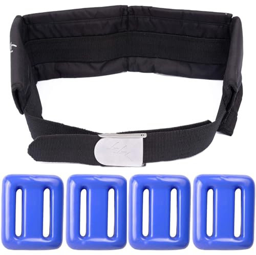 dekayaker Tauchgürtel mit Gewichten, 4 Stück, 0,5 kg Tauchgewichte mit 4 Taschen, Tauchgürtel mit Schnellverschluss-Schnalle, Freitauch-Zubehör, passend für Taille 81,3 cm bis 132,1 cm, Blau