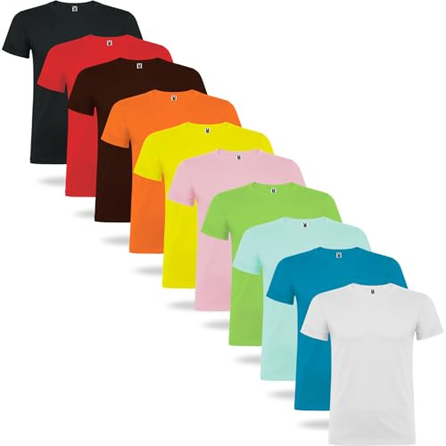 Rafasshop Pack 10 Camisetas Manga Corta Hombre Roly Beagle 100% algodón, Camiseta Interior, Ropa Hombre, Camiseta Blanca, Pack Camisetas Hombre
