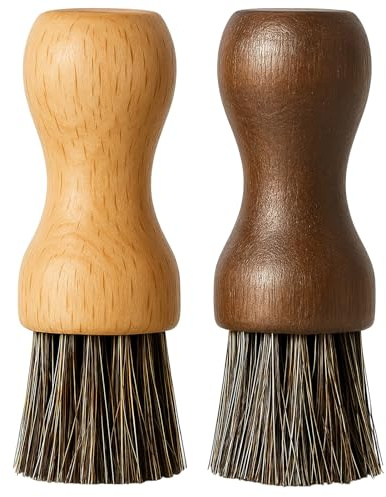 Brosses à Cirage Professionnelles en CRIN de Cheval,Lot de 2 Brosses en Bois pour Application de Cire et Cirage à Chaussures,Entretien du Cuir Lisse,Chaussures,Sacs,Accessoires en Cuir