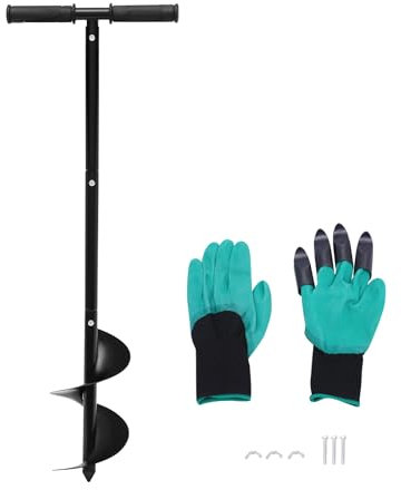 CHIMHOON Broca espiral manual, taladro de mano para jardín, perforación de tierra, agujero de estaca de 150 mm, juego de brocas para jardín, taladro de perforación de tierra, broca helicoidal con