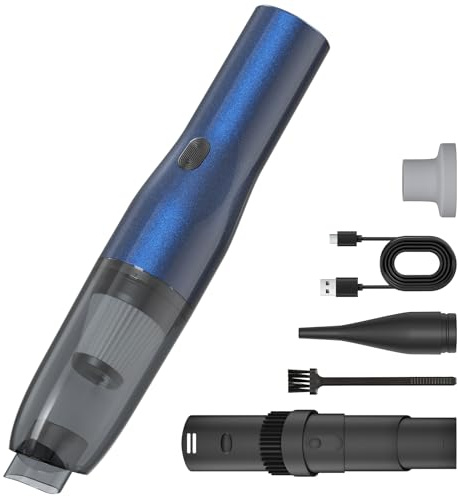 Blozor Handheld Vacuum Car Vacuum, 2 in 1 Air Duster Mini Vacuum Cleaner Small Portable Rechargeable Car Seats, Home, Quick Cleanup, Strong Suction, Lightweight, Includes Crevice Nozzle & Brush -H2
