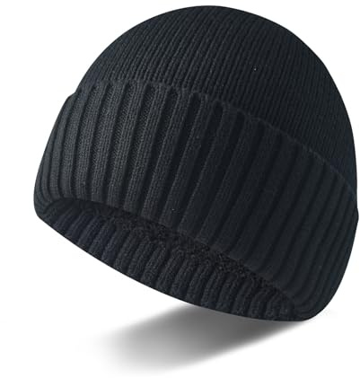 Bonnet en Tricot Thermique pour Homme et Femme d'hiver Moderne Doux élastique,Bonnet de Pêcheur-Le Sport Plein air Shopping Course à Pied Ski (Z-Épaisseur Noir)