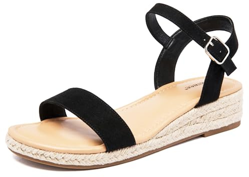 Ataiwee Women's Platform Wedge One Band Espadrilles Sandals. | Buckle Strap Closure with lightweight Rubber Sole, Comfortable Insole, Open-Toe Casual Summer Sandals
