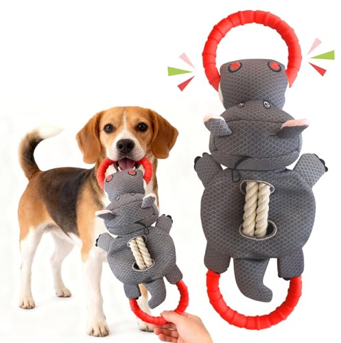 MynePets Tug-of-War Dog Toy, Durable Plush Chew Toy with Double EVA Pull Rings for Interactive Play, Chewing & Training for Small Medium Large Dogs