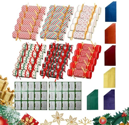Julpengarbehållarset - 30 delar julkakor med 6 mönster | Spargris med kort med fråga, jultomtesnören och hattar | Chokladkaka festtillbehör