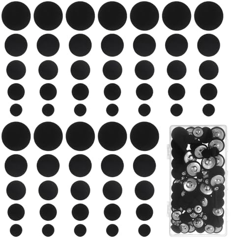 Guduling 90 Pcs Black Covered Buttons,5 Sizes Satin Covered Buttons,Fabric Covereds Buttons(11.5mm, 15mm, 18mm,20mm,25mm) with Shank Holes for Dresses, Blouses, Suits & DIY Craft