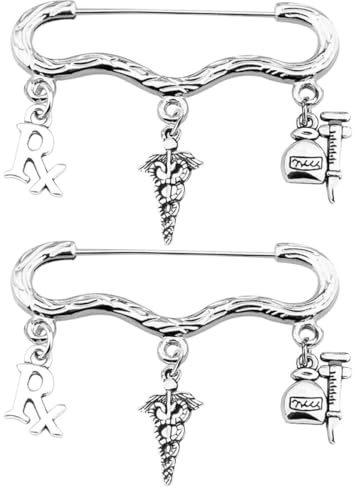 MERRYHAPY 2 Pezzi Spille a Forma di Siringa Distintivi per Dottore e Farmacista, Spilla da Petto Creativa Leggera per Travestimenti e Accessori Costume Festa