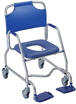 Silla de ducha de aluminio con inodoro y ruedas