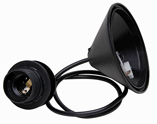 Kopp Schnurpendel für Lampenschirme, 11cm Deckenbaldachin mit Zugentlastung und ca. 55cm Leitung H03VV-F2 x 0,75 mm², Iso-Fassung E27 mit Schirmträgerring, schwarz, 216905049