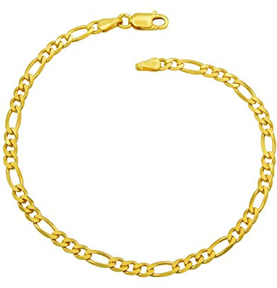 Damen Armband Figaro-Armband 925 Sterling Silber vergoldet 3,5mm breit Länge wählbar 17 18 18,5 19 20 20,5 21 cm Figarokette Gold Armkettchen Armkette (17)