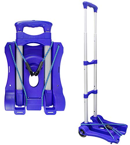 Sutekus Carro de Equipaje Plegable y portátil de 100 Libras para la Escuela, Viajes, Oficina, mudanza (Azul)