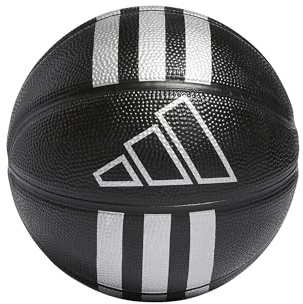 adidas Unisex 3-Stripes Rubber Mini Basketball, Black/Silver Metallic, 3